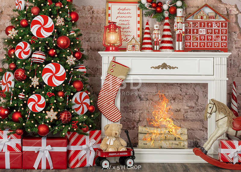 Candy Cane Christmas (fire) - HSD Photography Backdrops 