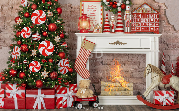 Candy Cane Christmas (fire) - HSD Photography Backdrops 