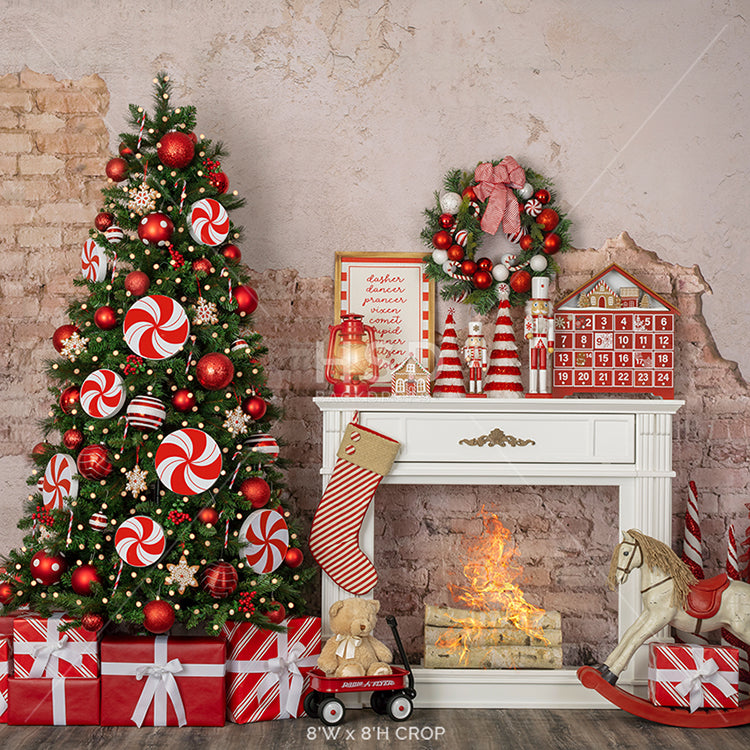 Candy Cane Christmas (fire) - HSD Photography Backdrops 