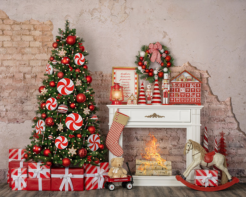 Candy Cane Christmas (fire) - HSD Photography Backdrops 