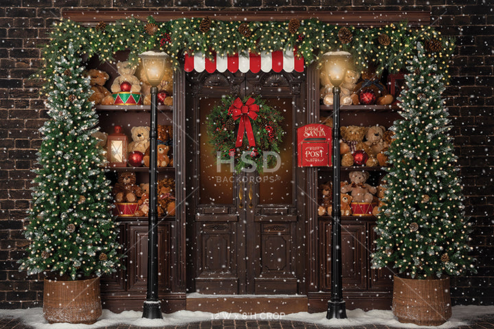 Pine Beary Lane (with snow) - HSD Photography Backdrops 