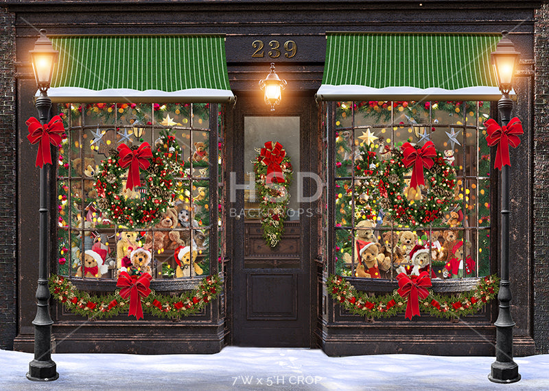 Christmas Teddy Bear Shop Photo Backdrop