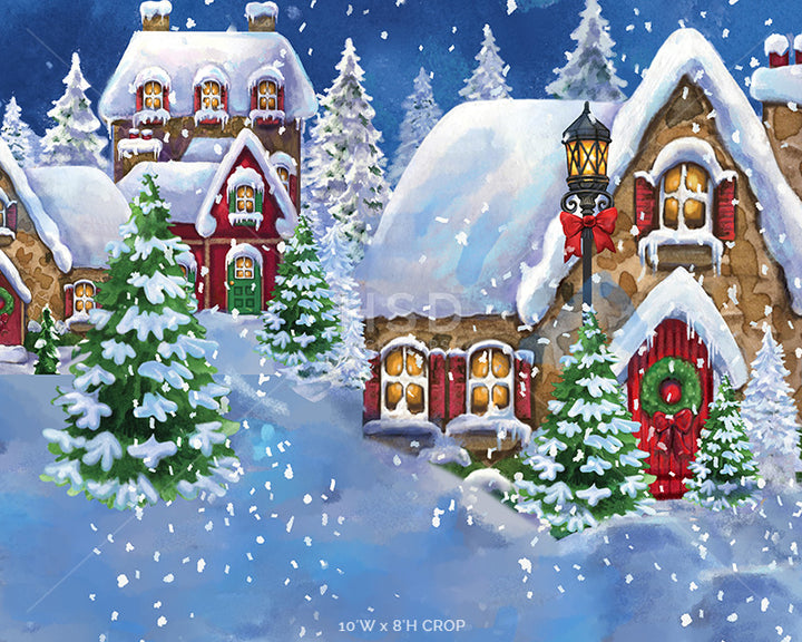 Snowy Christmas Village - HSD Photography Backdrops 