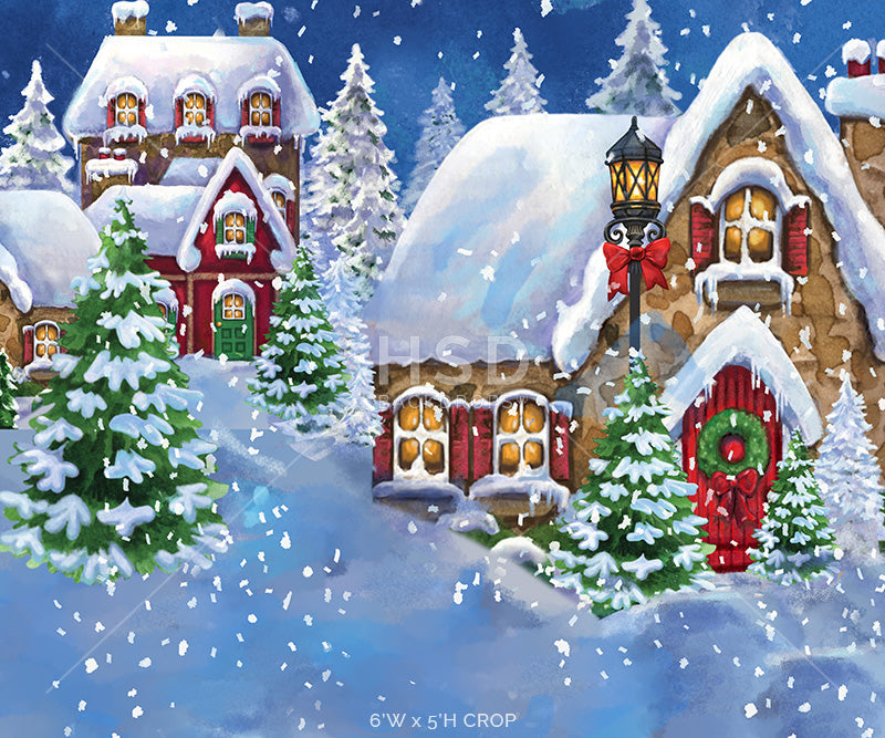 Snowy Christmas Village - HSD Photography Backdrops 