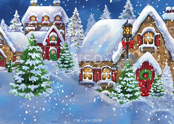 Snowy Christmas Village - HSD Photography Backdrops 