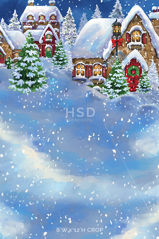 Snowy Christmas Village Sweep - HSD Photography Backdrops 