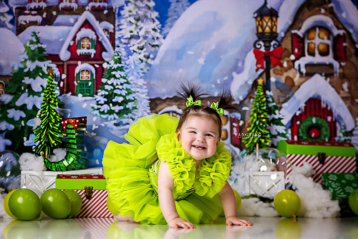 Snowy Christmas Village - HSD Photography Backdrops 