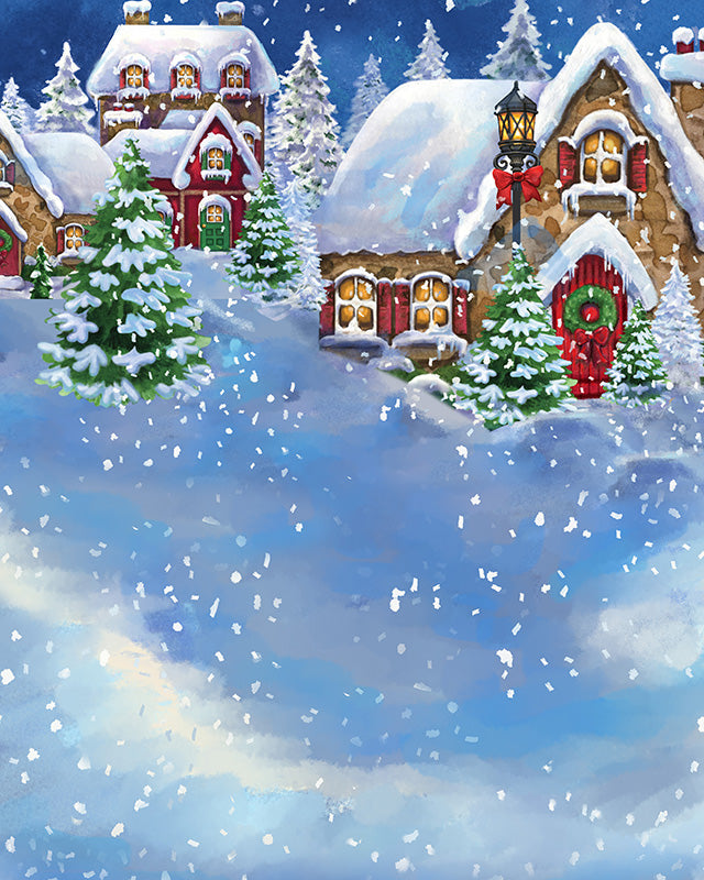 Snowy Christmas Village Sweep - HSD Photography Backdrops 