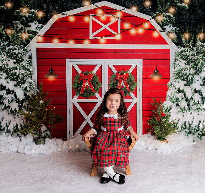 Red Christmas Barn - HSD Photography Backdrops 