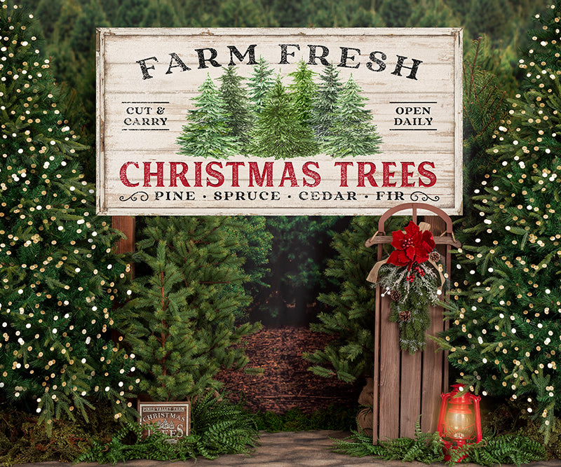 Farm Free Christmas Trees (decorated) - HSD Photography Backdrops 