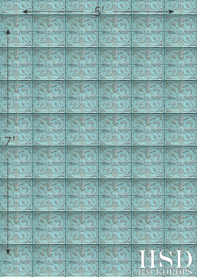 Antique Blue Tin Tile - HSD Photography Backdrops 