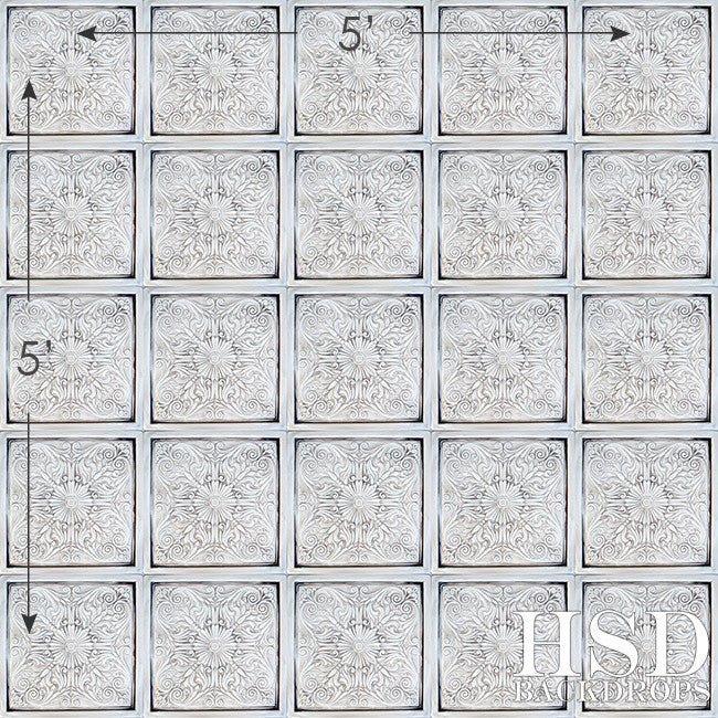 Antique White Tin Tiles - HSD Photography Backdrops 