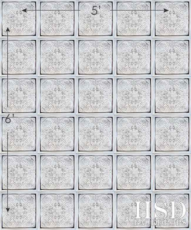 Antique White Tin Tiles - HSD Photography Backdrops 