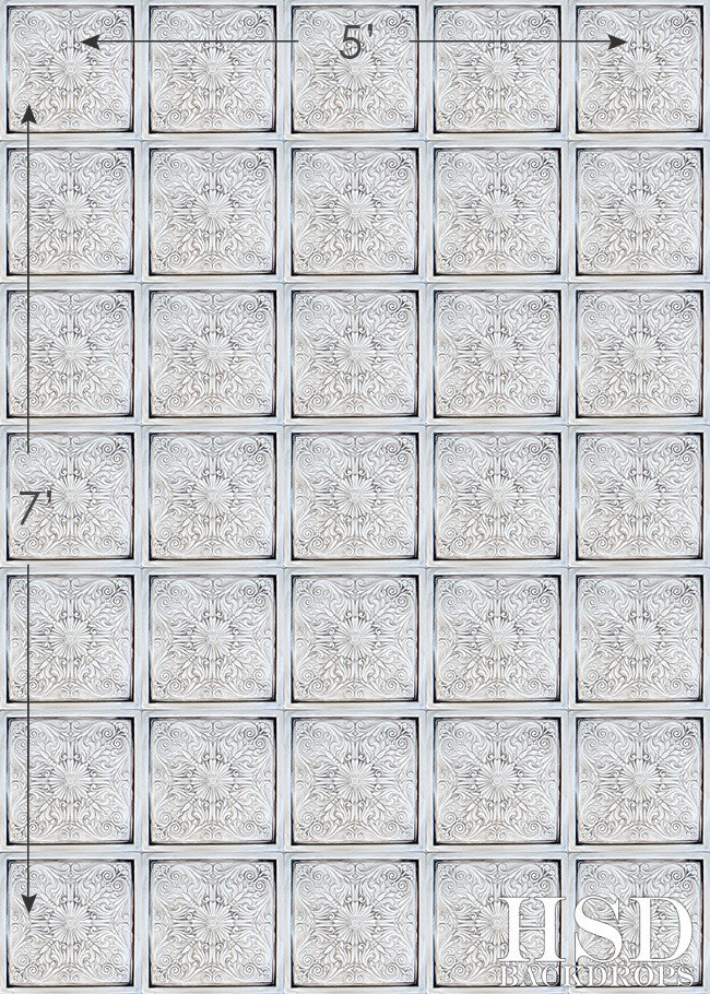 Antique White Tin Tiles - HSD Photography Backdrops 