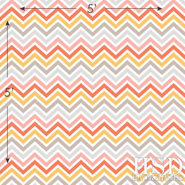 Pink Orange Chevron - HSD Photography Backdrops 