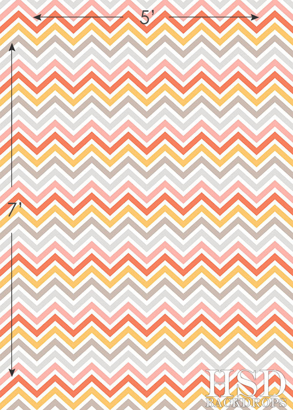 Pink Orange Chevron - HSD Photography Backdrops 