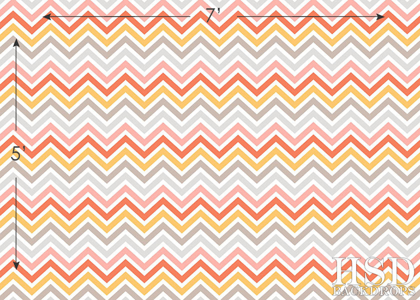 Pink Orange Chevron - HSD Photography Backdrops 