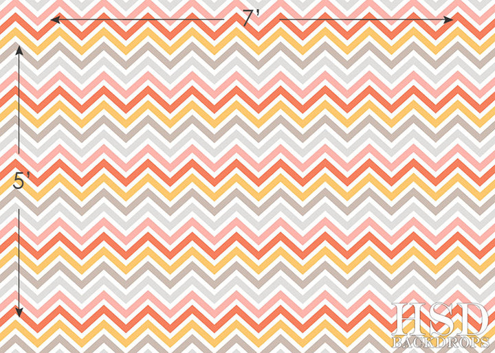 Pink Orange Chevron - HSD Photography Backdrops 