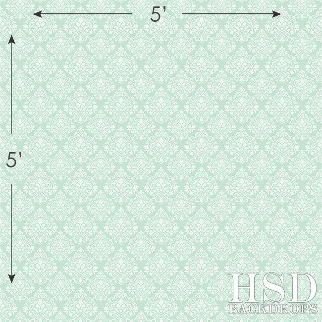 Mint Damask - HSD Photography Backdrops 