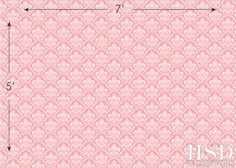 Bubblegum Pink Damask - HSD Photography Backdrops 