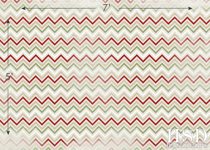 Textured Chevron Red Green - HSD Photography Backdrops 