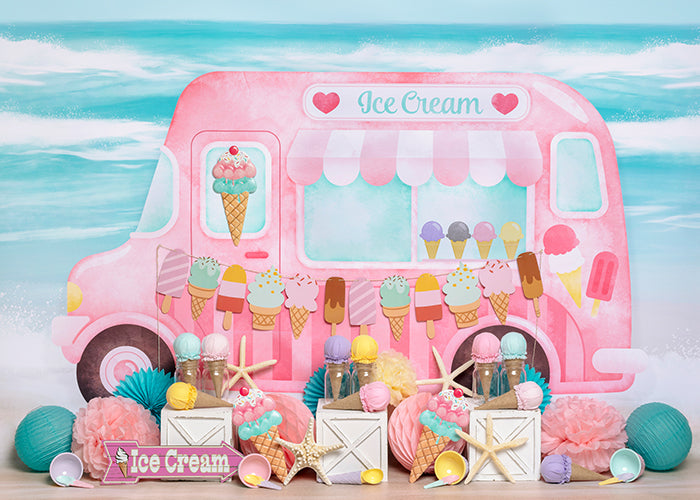 Ice Cream Truck Set Up (Pink) - HSD Photography Backdrops 