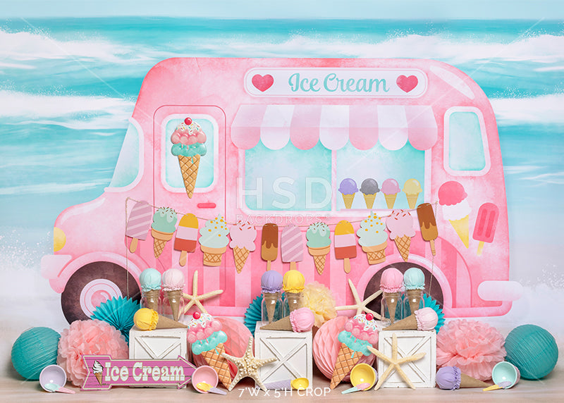 Ice Cream Truck Set Up (Pink) - HSD Photography Backdrops 