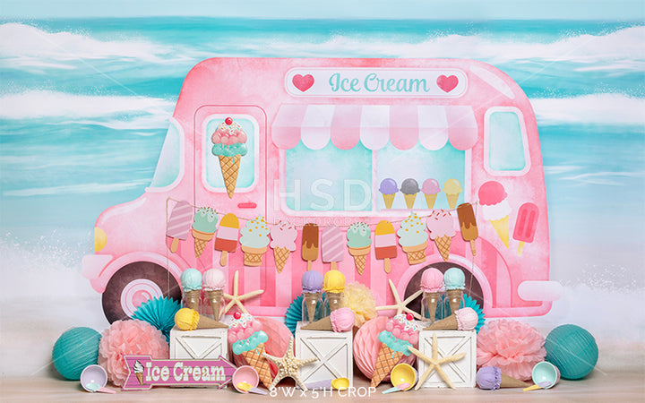 Ice Cream Truck Set Up (Pink) - HSD Photography Backdrops 