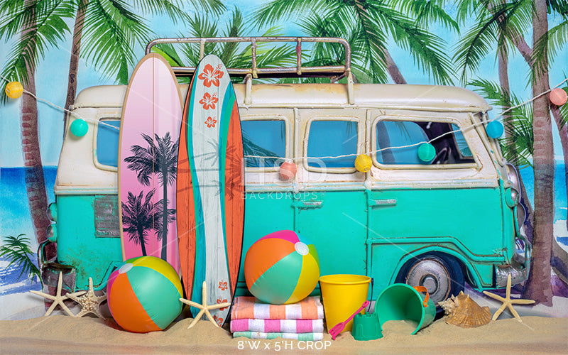 Surfs Up Beach Scene - HSD Photography Backdrops 