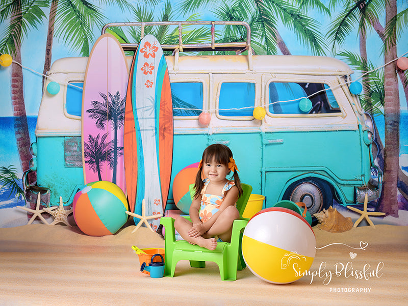 Surfs Up Beach Scene - HSD Photography Backdrops 