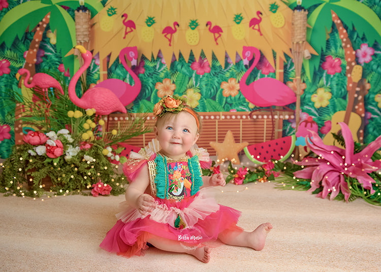 Tropical Hawaiian Luau Backdrop for Cake Smash Photos and Summer Mini Sessions