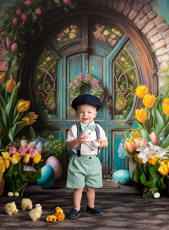 Rustic Easter Cottage Door - HSD Photography Backdrops 