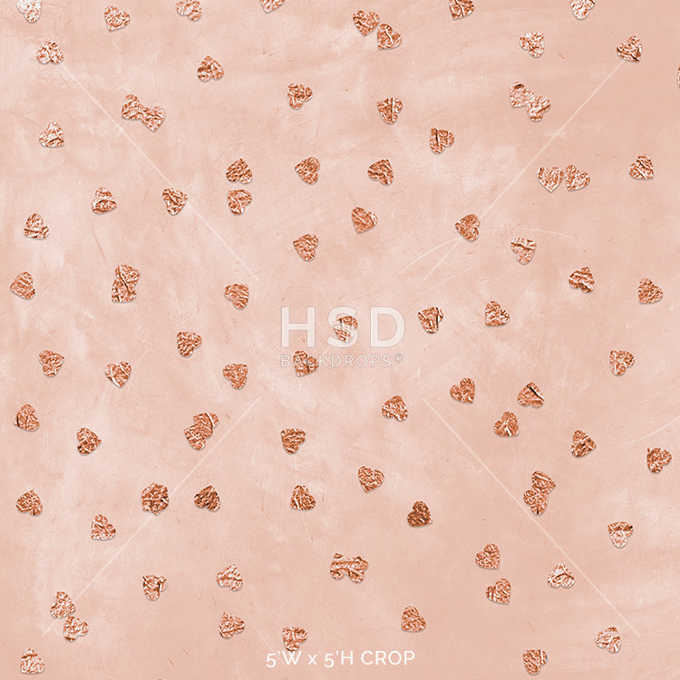 Rose Gold Hearts Valentines Day Photo Backdrop For Pictures