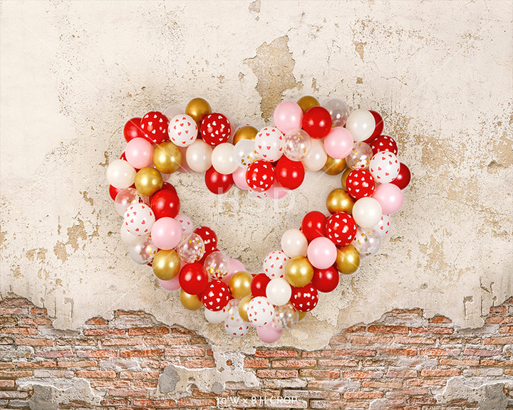 Grunge Heart Balloon Wall - HSD Photography Backdrops 