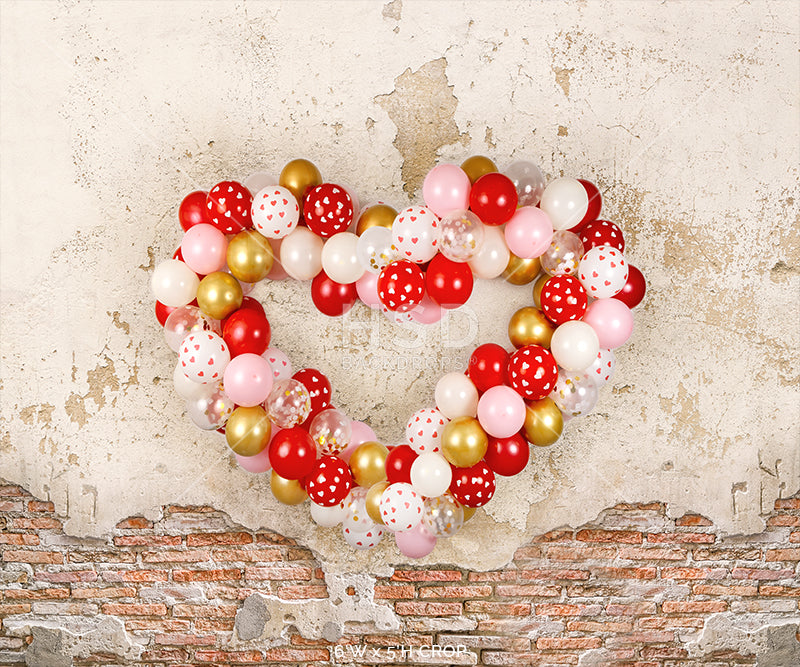 Grunge Heart Balloon Wall - HSD Photography Backdrops 