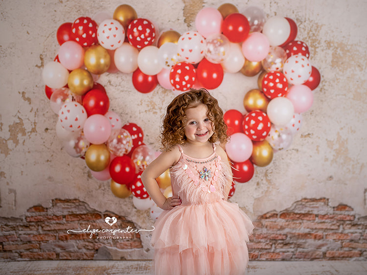 Grunge Heart Balloon Wall - HSD Photography Backdrops 