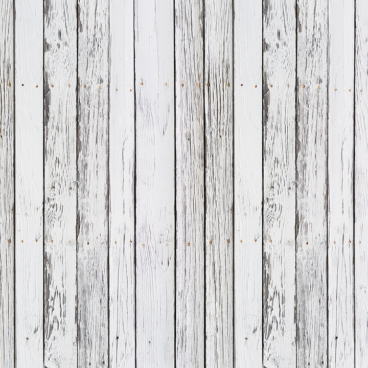 Weathered White Wood Floor Drop Floor Mat - HSD Photography Backdrops 