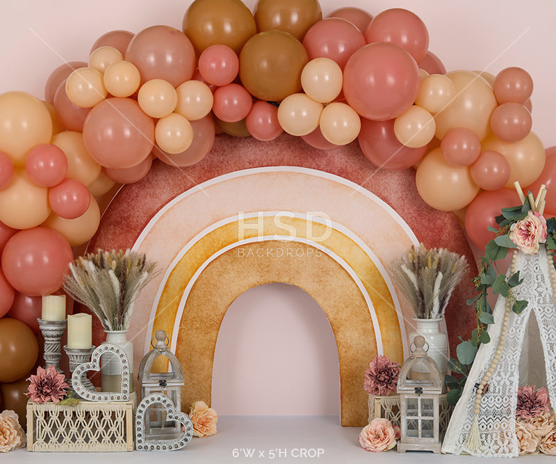 Boho Rainbow Balloon (floral) - HSD Photography Backdrops 