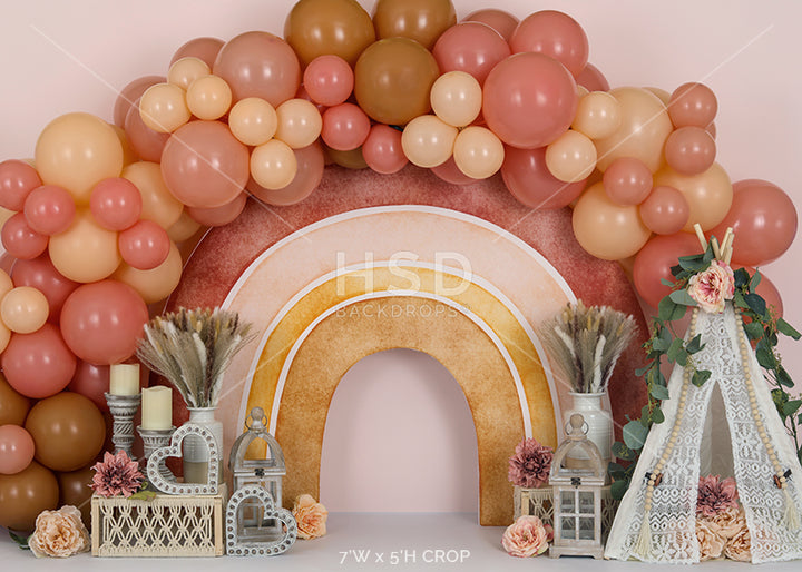 Boho Rainbow Balloon (floral) - HSD Photography Backdrops 