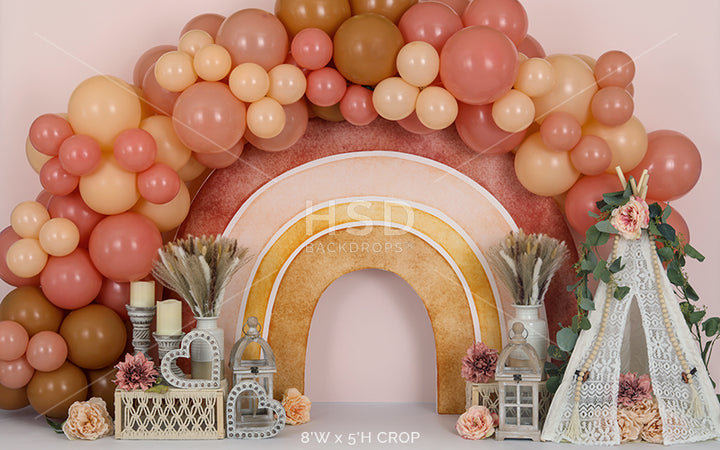 Boho Rainbow Balloon (floral) - HSD Photography Backdrops 