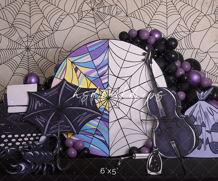 Wednesday Window Photo Backdrop for Halloween Pictures 