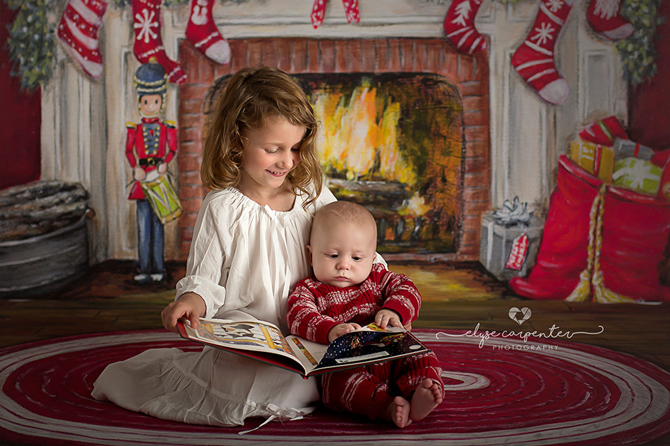 Christmas Fireplace - HSD Photography Backdrops 