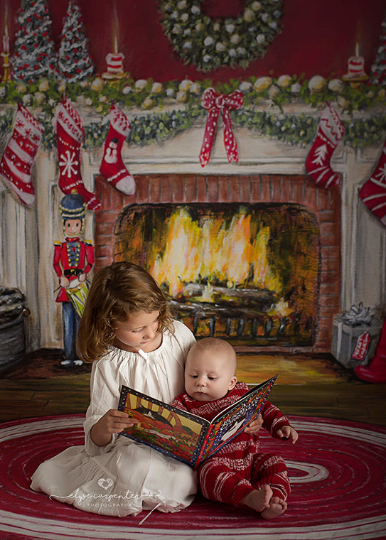 Christmas Fireplace - HSD Photography Backdrops 