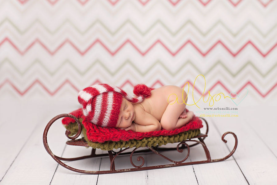 Textured Chevron Red Green - HSD Photography Backdrops 